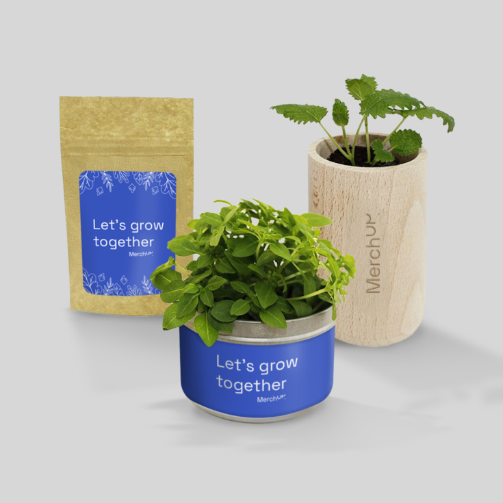 Growkit mit Ihrem Branding, Firmengadget, Pflanzenzucht-Set mit Ihrem Logo